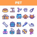 Pet Line Icon Set Vector. Animal Care. Grooming Pet Symbol. Dog, Cat Veterinar Shop Icon. Thin Outline Web Illustration