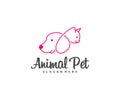 Pet Logo dog cat design vector template. Animals Veterinary clinic Logotype concept outline icon Royalty Free Stock Photo
