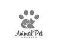 Pet Logo dog cat design vector template. Animals Veterinary clinic Logotype concept outline icon Royalty Free Stock Photo