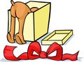 Pet looking for a gift in a box - cheerful vector