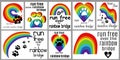 Pet loss card set, run free over the rainbow bridge vector illustration