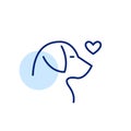 Pet lover. Dog head with heart. Pixel perfect, editable stroke line icon Royalty Free Stock Photo