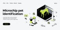 Pet microchip concept illustration in isometric vector design. Dog or animal tracking chip identification. Id implant scan Royalty Free Stock Photo