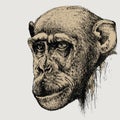 Pet monkey chimpanzee, hand-drawing. Vector illustration.