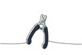 Pet nail clippers one line colored continuous drawing. Animals accessories, pet toy supplies continuous one line