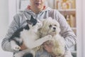 Pet owner with dog and cat Royalty Free Stock Photo