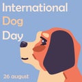 Pet owners. International dog Day. Canine breed. Domestic animal. Veterinary card. Adorable mammals holiday. Playful