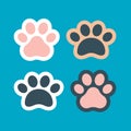 Pet paw print vector icon. Dog or cat foot black paw animal isolated illustration Royalty Free Stock Photo