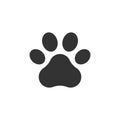 Pet paw print vector icon. Dog or cat foot black paw animal isolated illustration Royalty Free Stock Photo