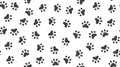 Pet paw vector seamless pattern with flat icons. Black white color animal tracks texture. Dog, cat footprint background Royalty Free Stock Photo