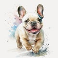 Pet Perfection: Watercolor French Bulldog Puppy with Adorable Charm AI Generated