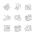 Pet physical injuries linear icons set Royalty Free Stock Photo