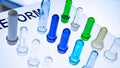 PET plastic bottle preforms before blow molding. Packaging industry. PET preforms from preforms injection molding machine. Raw Royalty Free Stock Photo