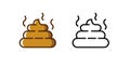 Pet poop line icon dog excrement. Poo shit flat vector animal cartoon dirty smelly stinky poop design.