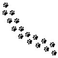 Pet prints. Paw pattern. Footprints for pets, dog or cat. Foot puppy. Black silhouette shape paw print. Footprint pet. Animal trac