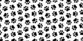 Pet prints. Paw seamless pattern. Cute background for pets, dog or cat. Foot puppy. Black silhouette shape paw. Footprint pet. Ani Royalty Free Stock Photo