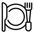 Pet restaurant dishes icon outline vector. Friendly animal