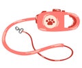 Retractable leash for dog. Vector icon of roulette lead for control and safety pets.