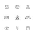Pet rodent web icons set. Vector linear pet store signs collection. Hamster, cavy and bunny accessories pack