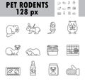 Pet rodents icon set vector. Ferret, hamster, rabbit are the symbols shown