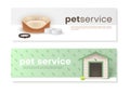 Pet service advertising banner set realistic vector domestic animal sitter veterinary shop