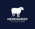 Pet sheep or agricultural animal, logo design. Ranch, farm, animal breeding, stock raising and animal husbandry, vector design Royalty Free Stock Photo