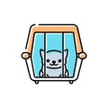 Pet shelter, pet shop, veterinary line icon, cat in pet carrier, vector illustration