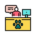 pet shelter worker workspace color icon vector illustration