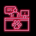 pet shelter worker workspace neon glow icon illustration