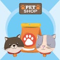 pet shop cats animals and food package design