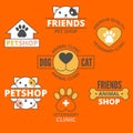 Pet Shop and Clinic Logo, Dog & Cat Logo, Animals Logo, Pets Icon