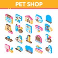 Pet Shop Isometric Elements Icons Set Vector