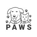 Pet shop design inspiration. Dog and cat paws symbol. Logo Vector logo template Royalty Free Stock Photo