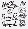 Pet shop and dog care handwriting calligraphy