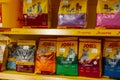 Pet shop. Dog and cat Food Products On Animals Supermarket Shelf. Kropivnitskiy, Ukraine, July 28, 2020