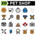 pet shop icon set include medal, pet, paw, pets, animal, goldfish, aquarium, fish, cage, cat, dog, carrier, carry, bird, mark,