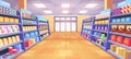 Pet shop interior with dog toy, cat store aisle Royalty Free Stock Photo