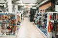 Pet shop interior, shelves with accessories Royalty Free Stock Photo