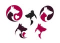 Pet shop label set. Animals, dog, cat, parrot icon or logo. Vector illustration Royalty Free Stock Photo