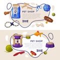 Pet Shop Landing Page Templates Set, Cat and Dog Accessories, Food, Toys, Care Products Website, Mobile App Cartoon Royalty Free Stock Photo