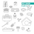 Pet shop line icon set