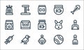 pet shop line icons. linear set. quality vector line set such as shovel, jingle bell, injection, tennis ball, bird, cat food,