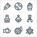 Pet shop line icons. linear set. quality vector line set such as turtle, yarn ball, fish, scissors, jingle bell, pet brush,