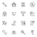 Pet shop line icons set