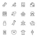 Pet shop line icons set