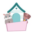 Pet shop, little dog hamster wooden house animal domestic cartoon