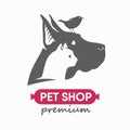 Pet shop logo. Animals cat, dog, bird icon. Vector illustration Royalty Free Stock Photo