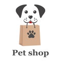 Pet Shop logo design illustration. dog icon label for store, veterinary clinic, hospital, shelter, business services.