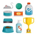 Pet shop products set icons