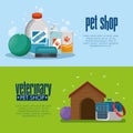 Pet shop products set icons